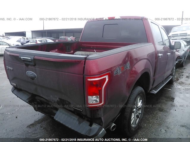 1FTEW1EF7GKE23633 - 2016 FORD F150 SUPERCREW MAROON photo 4