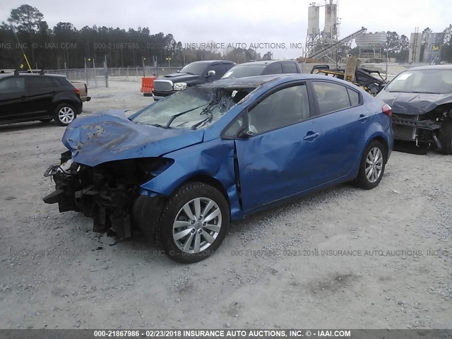 KNAFX4A62E5115626 - 2014 KIA FORTE LX BLUE photo 2