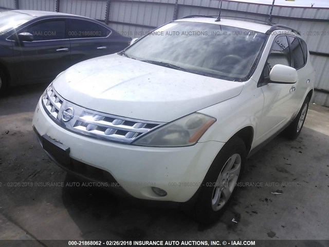 JN8AZ08W35W408777 - 2005 NISSAN MURANO SL/SE/S WHITE photo 2