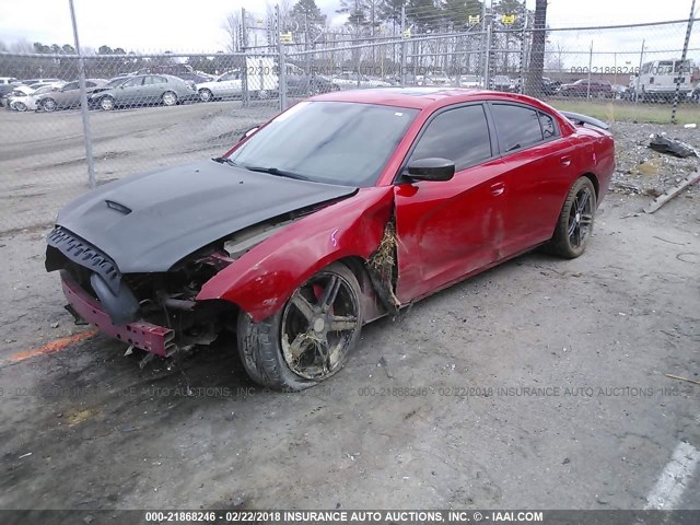 2B3CL5CT4BH507359 - 2011 DODGE CHARGER R/T RED photo 2