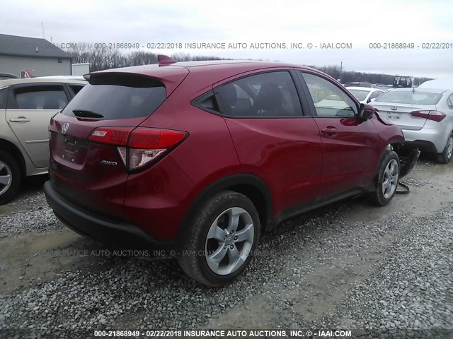 3CZRU6H56GM753239 - 2016 HONDA HR-V EX RED photo 4