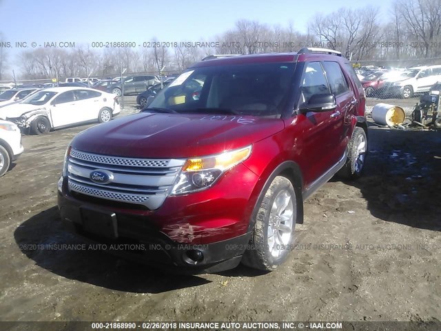 1FM5K8D82DGC39279 - 2013 FORD EXPLORER XLT RED photo 2