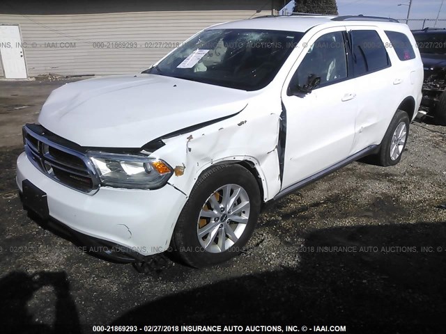 1C4RDJAGXEC591568 - 2014 DODGE DURANGO SXT WHITE photo 2