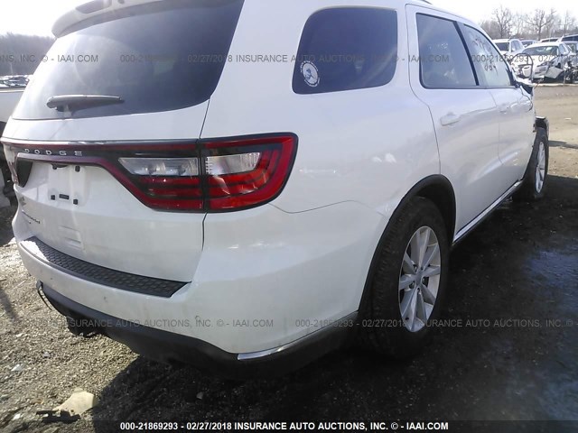 1C4RDJAGXEC591568 - 2014 DODGE DURANGO SXT WHITE photo 4