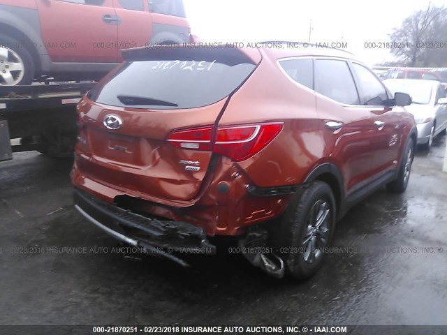 5XYZUDLB6DG005445 - 2013 HYUNDAI SANTA FE SPORT  ORANGE photo 4