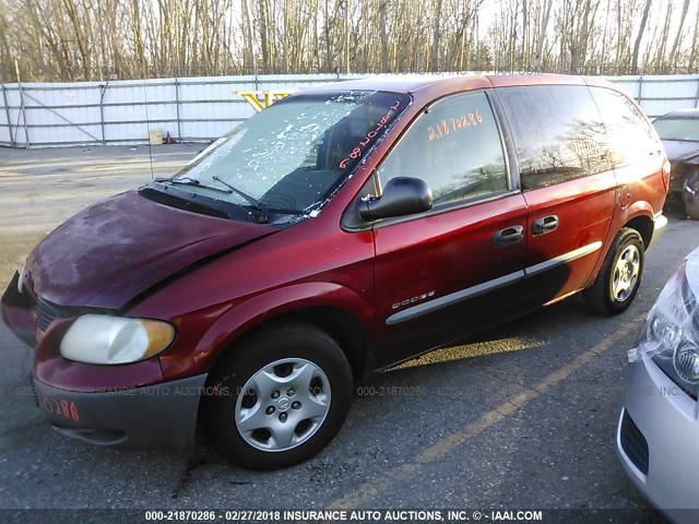 1B4GP25341B119858 - 2001 DODGE CARAVAN SE RED photo 2