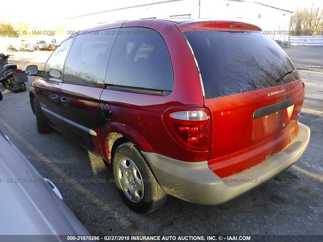 1B4GP25341B119858 - 2001 DODGE CARAVAN SE RED photo 3