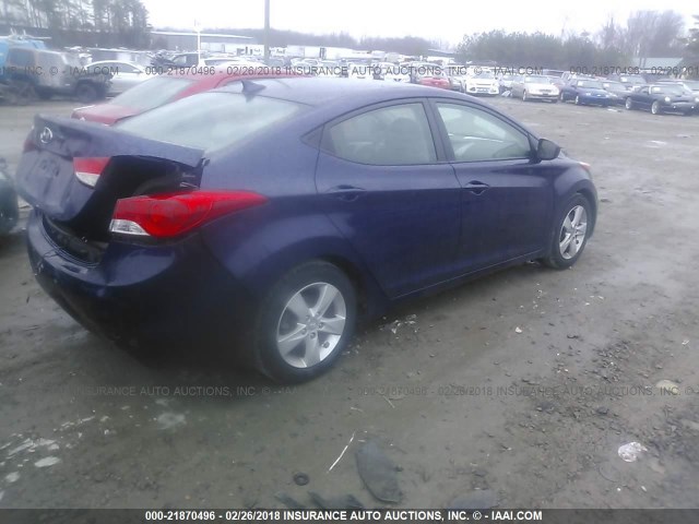 5NPDH4AE7DH428278 - 2013 HYUNDAI ELANTRA GLS/LIMITED BLUE photo 4