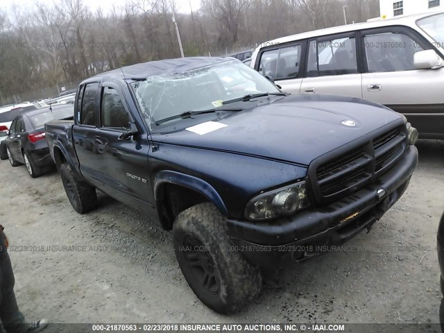 1B7GG2AN31S116461 - 2001 DODGE DAKOTA QUAD BLUE photo 1