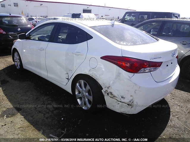 5NPDH4AE3DH208362 - 2013 HYUNDAI ELANTRA GLS/LIMITED WHITE photo 3