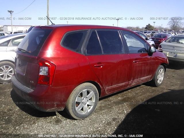 KNAFG525887198242 - 2008 KIA RONDO LX/EX BURGUNDY photo 4