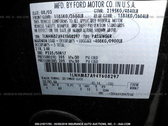 1LNHM87A94Y608297 - 2004 LINCOLN LS Qara foto 9