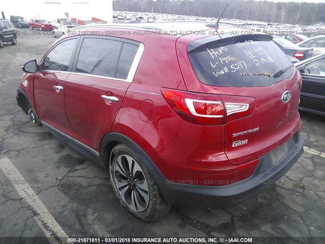 KNDPC3A67B7145217 - 2011 KIA SPORTAGE EX/SX RED photo 3