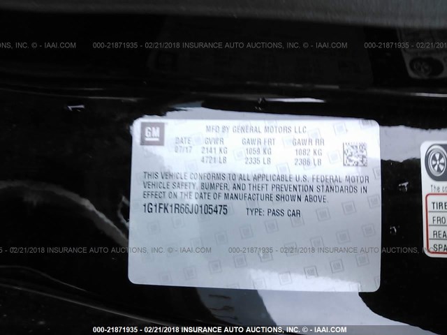 1G1FK1R66J0105475 - 2018 CHEVROLET CAMARO ZL1 黑色 照片 9