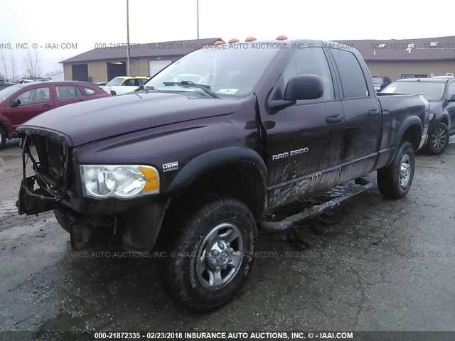 3D7KU28D54G220368 - 2004 DODGE RAM 2500 ST/SLT BURGUNDY photo 2