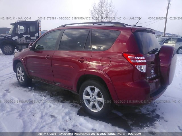 JTMBK31V49D000698 - 2009 TOYOTA RAV4 LIMITED RED photo 3