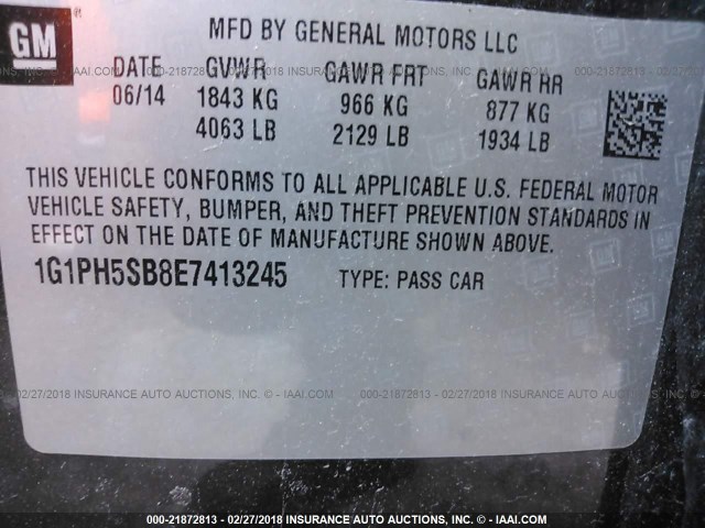 1G1PH5SB8E7413245 - 2014 CHEVROLET CRUZE ECO GRAY photo 9