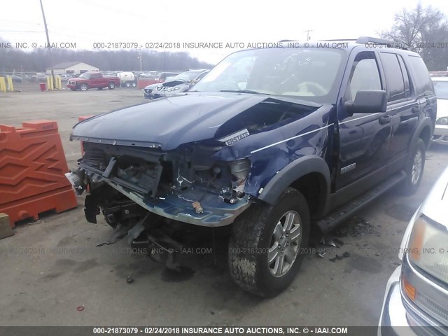 1FMEU63E06UB49087 - 2006 FORD EXPLORER XLT BLUE photo 2