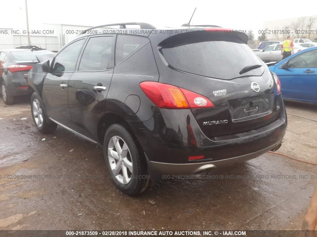 JN8AZ18U59W020136 - 2009 NISSAN MURANO S/SL BLACK photo 3