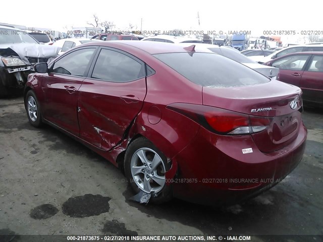 KMHDH4AE1FU223771 - 2015 HYUNDAI ELANTRA SE/SPORT/LIMITED RED photo 3