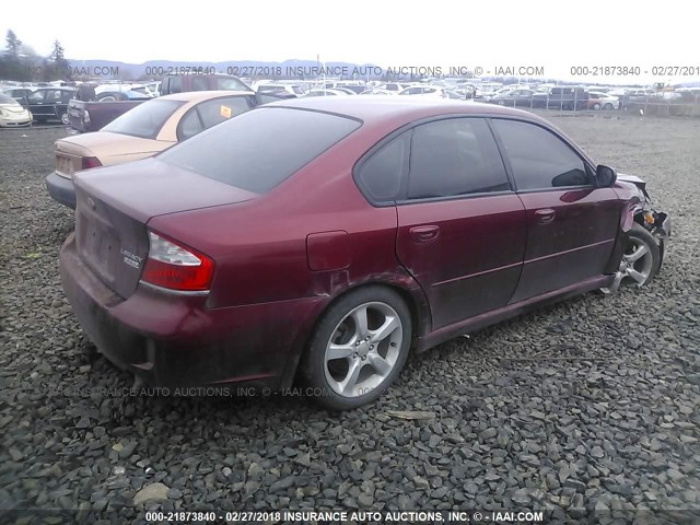 4S3BL616797235635 - 2009 SUBARU LEGACY 2.5I MAROON photo 4