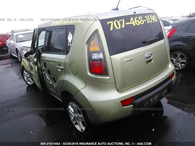 KNDJT2A28B7259871 - 2011 KIA SOUL +/!/SPORT GREEN photo 3