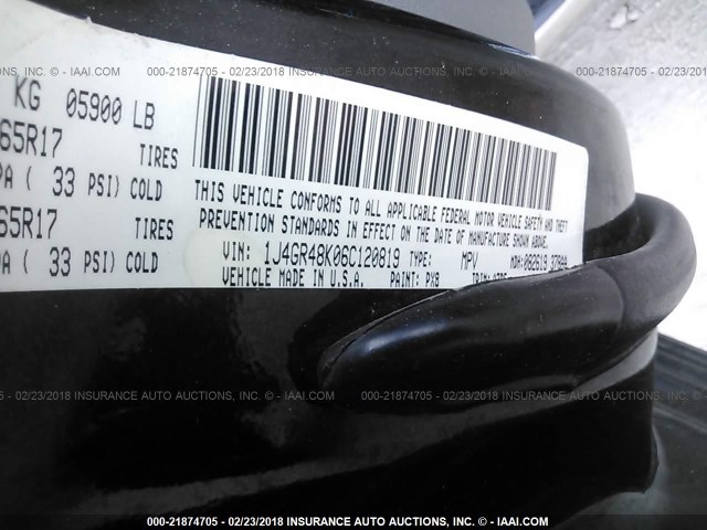 1J4GR48K06C120819 - 2006 JEEP GRAND CHEROKEE LAREDO/COLUMBIA/FREEDOM 黑色 照片 9