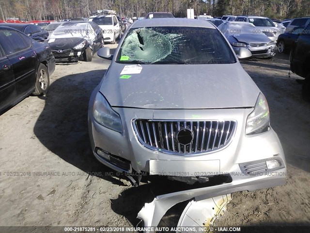 W04GR5EC1B1034461 - 2011 BUICK REGAL CXL SILVER photo 6