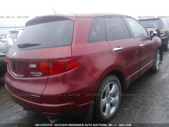 5J8TB18207A008723 - 2007 ACURA RDX RED photo 4