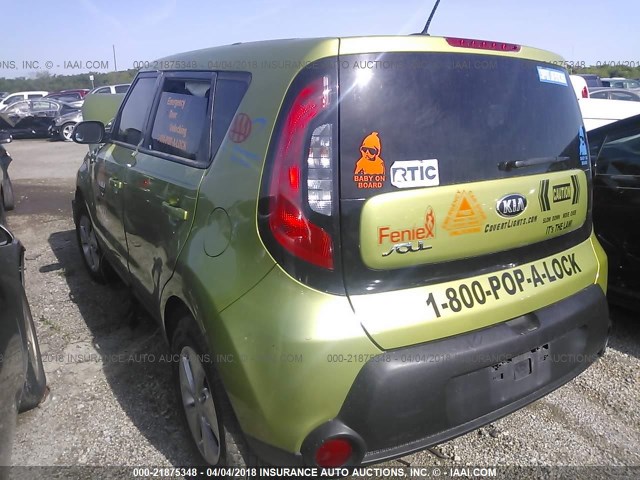 KNDJN2A2XF7750958 - 2015 KIA SOUL GREEN photo 3