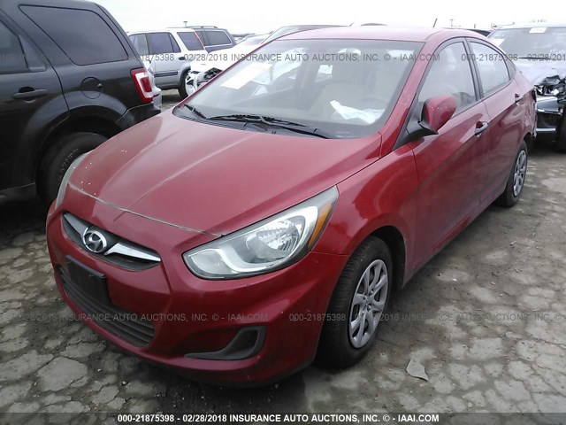 KMHCT4AE5CU044347 - 2012 HYUNDAI ACCENT GLS/GS RED photo 2