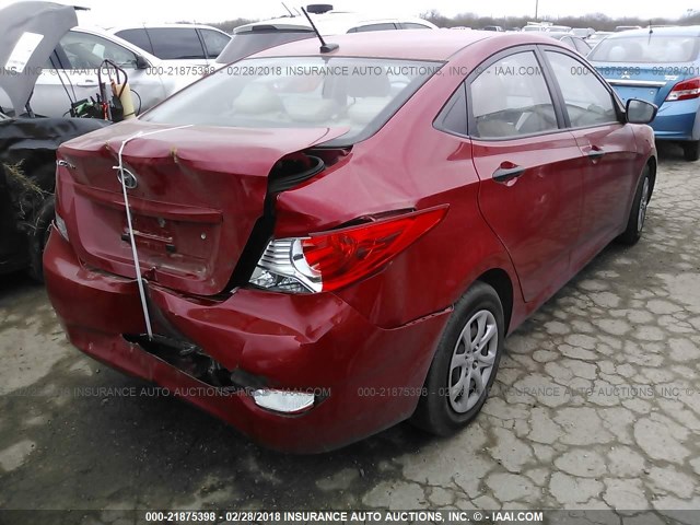 KMHCT4AE5CU044347 - 2012 HYUNDAI ACCENT GLS/GS RED photo 4