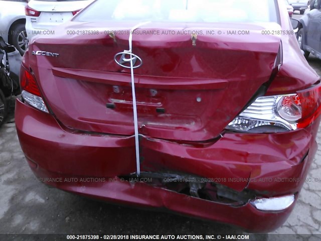 KMHCT4AE5CU044347 - 2012 HYUNDAI ACCENT GLS/GS RED photo 6