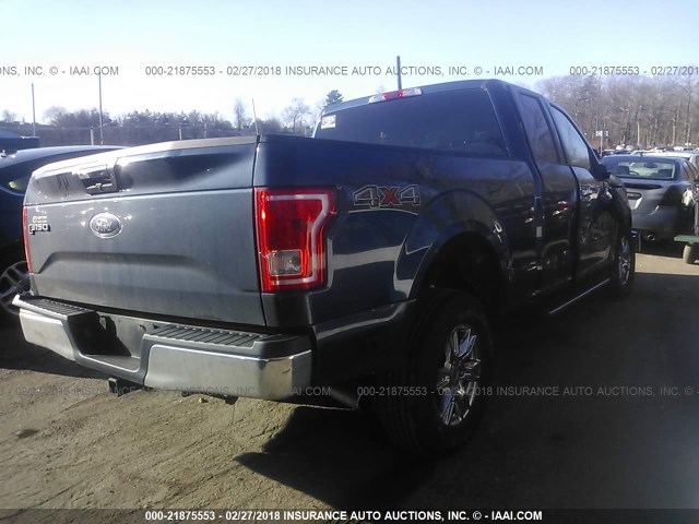 1FTFX1EG4GFA93694 - 2016 FORD F150 SUPER CAB BLUE photo 4