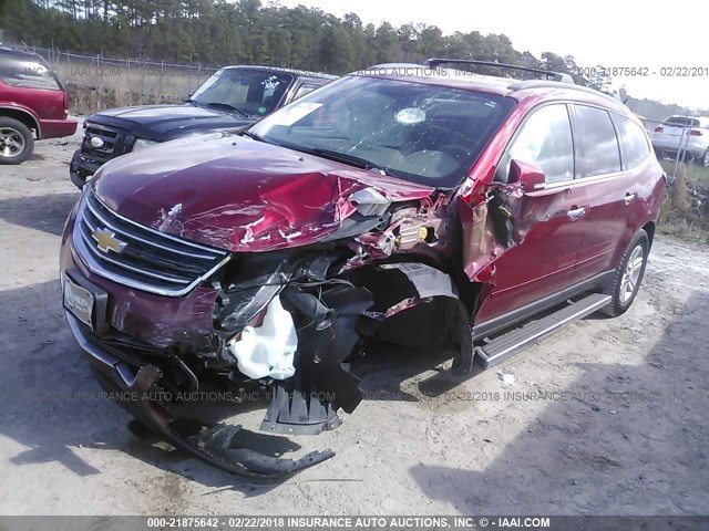 1GNKRHKD0EJ164774 - 2014 CHEVROLET TRAVERSE LT BURGUNDY photo 2