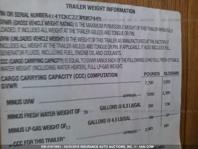 4X4TCKC223P087449 - 2003 FOREST RIVER OTHER  WHITE photo 9