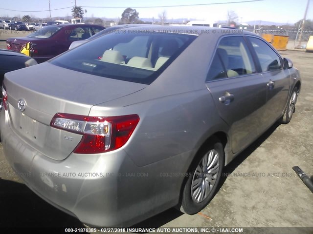 4T1BF1FK4DU280022 - 2013 TOYOTA CAMRY L/SE/LE/XLE BEIGE photo 4