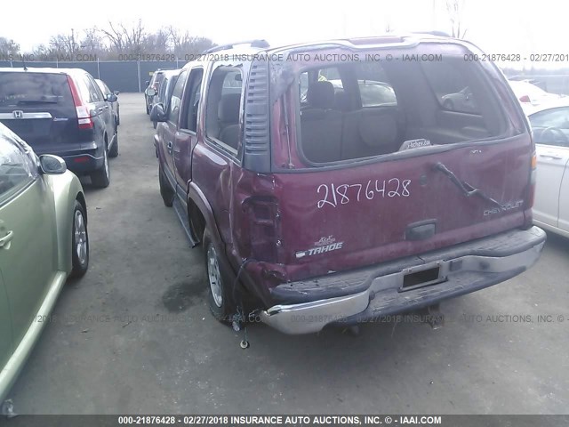 1GNEK13T05J120305 - 2005 CHEVROLET TAHOE K1500 MAROON photo 3