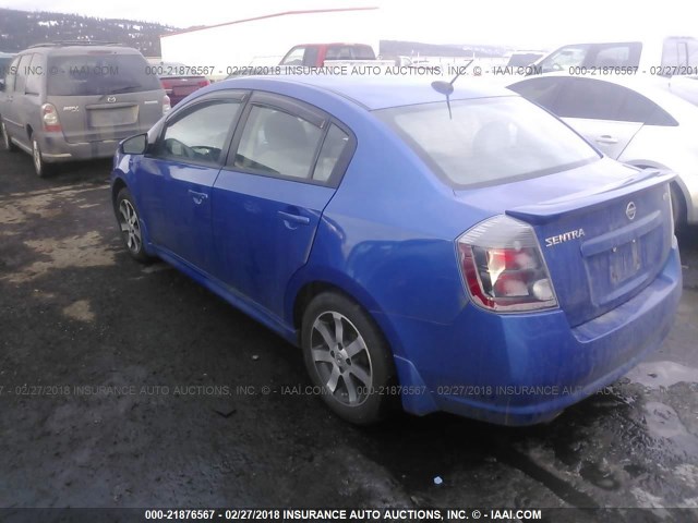 3N1AB6AP3CL679303 - 2012 NISSAN SENTRA 2.0/2.0S/SR/2.0SL BLUE photo 3