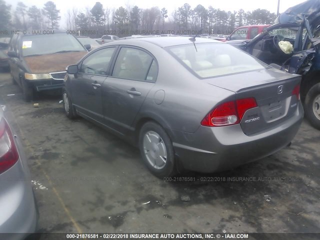 JHMFA36258S011494 - 2008 HONDA CIVIC HYBRID GRAY photo 3