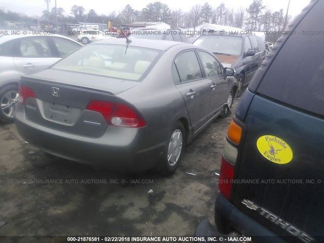 JHMFA36258S011494 - 2008 HONDA CIVIC HYBRID GRAY photo 4