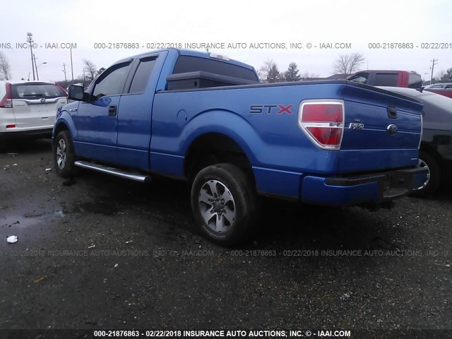 1FTFX1CF5DKF90489 - 2013 FORD F150 SUPER CAB BLUE photo 3