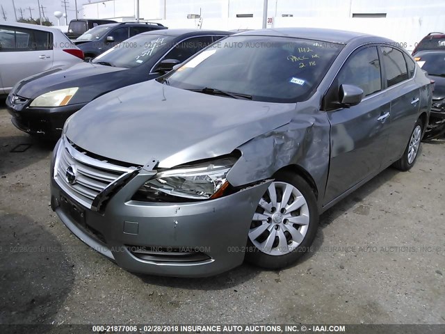 3N1AB7AP7EL642974 - 2014 NISSAN SENTRA S/SV/SR/SL SILVER photo 2