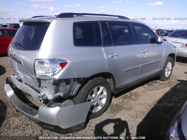 5TDBK3EHXDS242364 - 2013 TOYOTA HIGHLANDER PLUS/SE SILVER photo 4