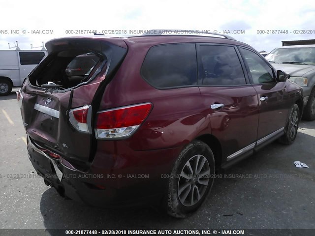 5N1AR2MN7FC615093 - 2015 NISSAN PATHFINDER S/SV/SL/PLATINUM 红色 照片 4