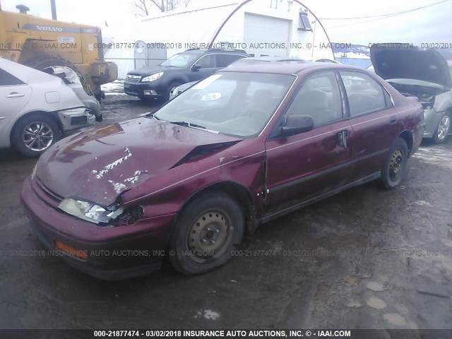 1HGCD5627SA133540 - 1995 HONDA ACCORD DX BURGUNDY photo 2