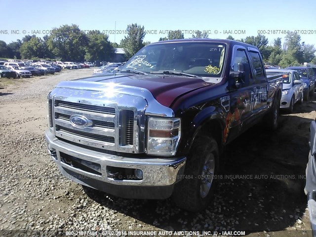 1FTWW31R78EC95118 - 2008 FORD F350 SRW SUPER DUTY MAROON photo 2