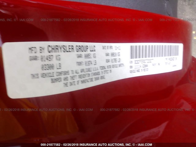 3C3CFFER3CT223277 - 2012 FIAT 500 LOUNGE RED photo 9