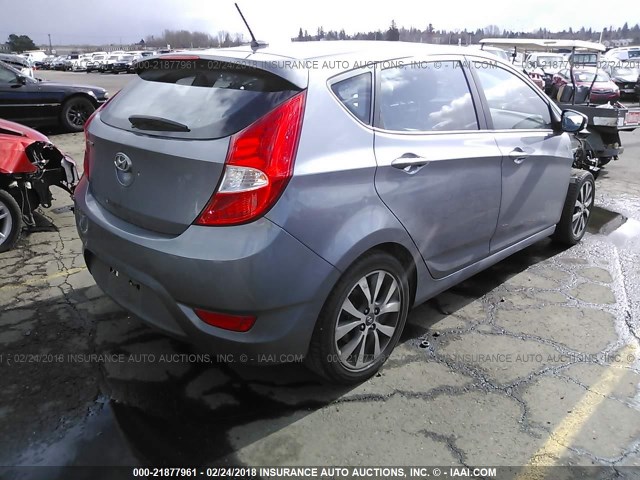 KMHCU5AE5GU239244 - 2016 HYUNDAI ACCENT SPORT SILVER photo 4