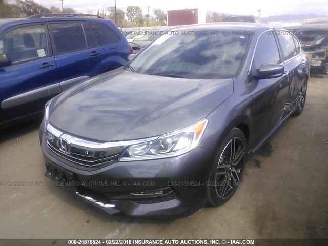 1HGCR2F59HA303562 - 2017 HONDA ACCORD SPORT GRAY photo 2